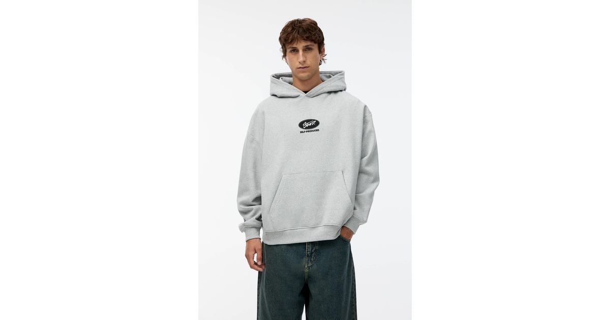 Pull Bear Stwd Hoodie With Lemon Details in Grey for Men Lyst UK
