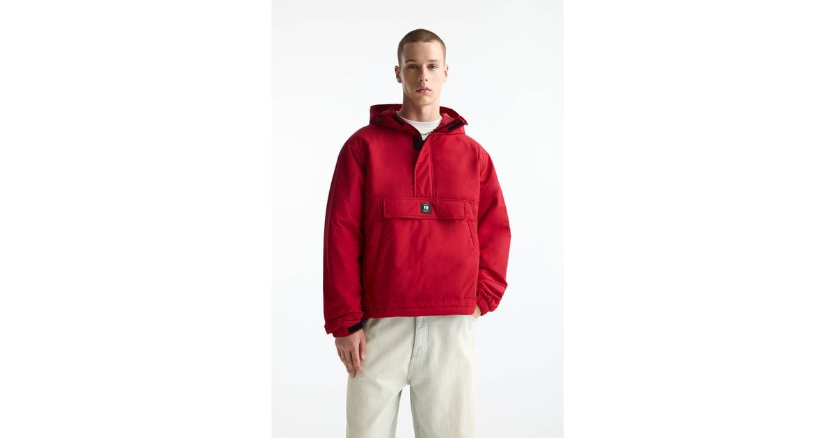 Pull&Bear Jacket With Pouch Pocket And Logo in Red for Men Lyst UK