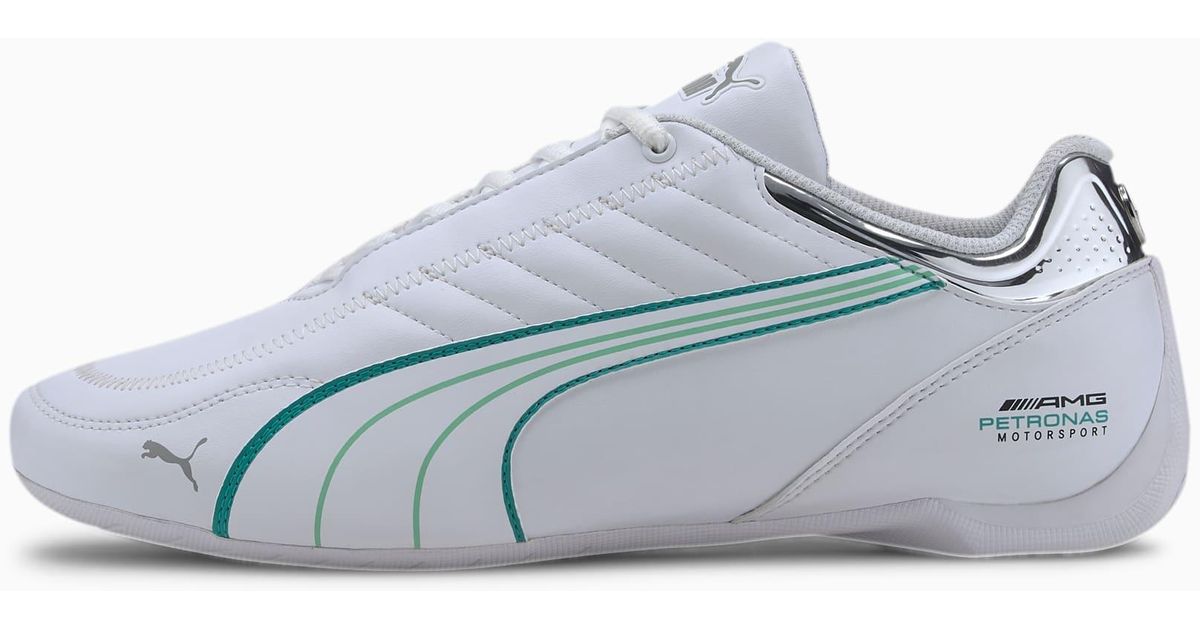 puma mercedes slides white