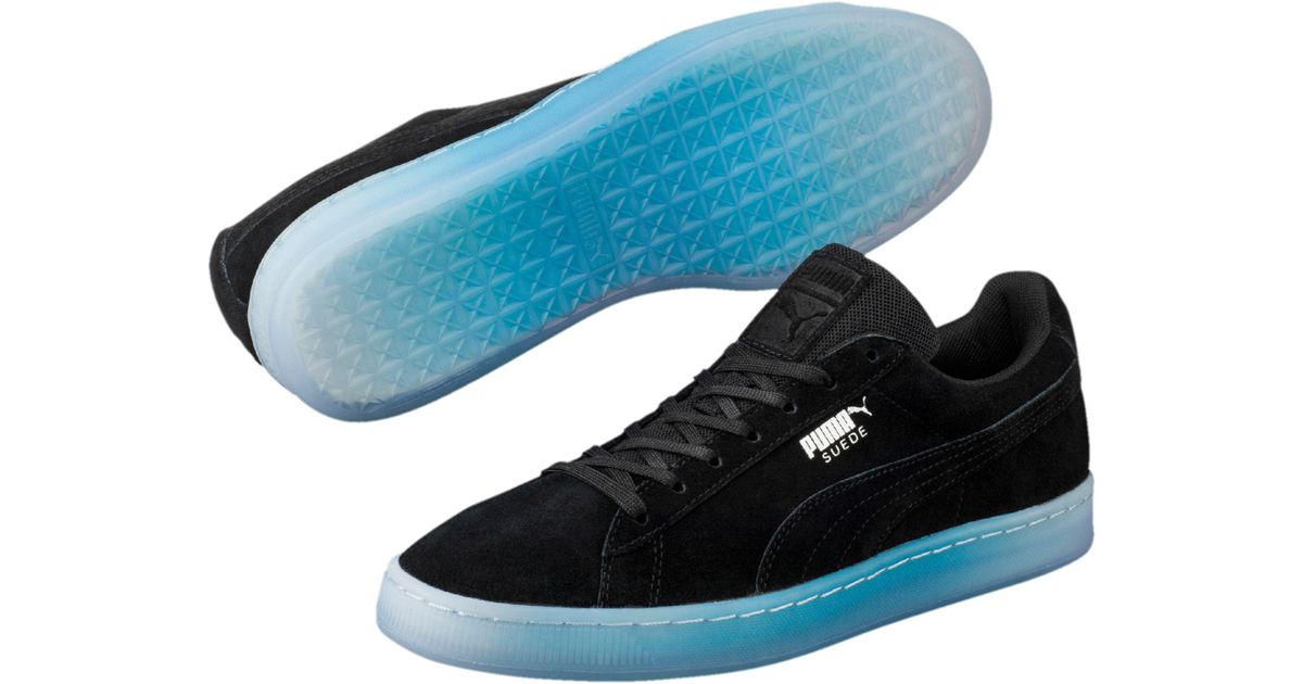 puma suede black and turquoise