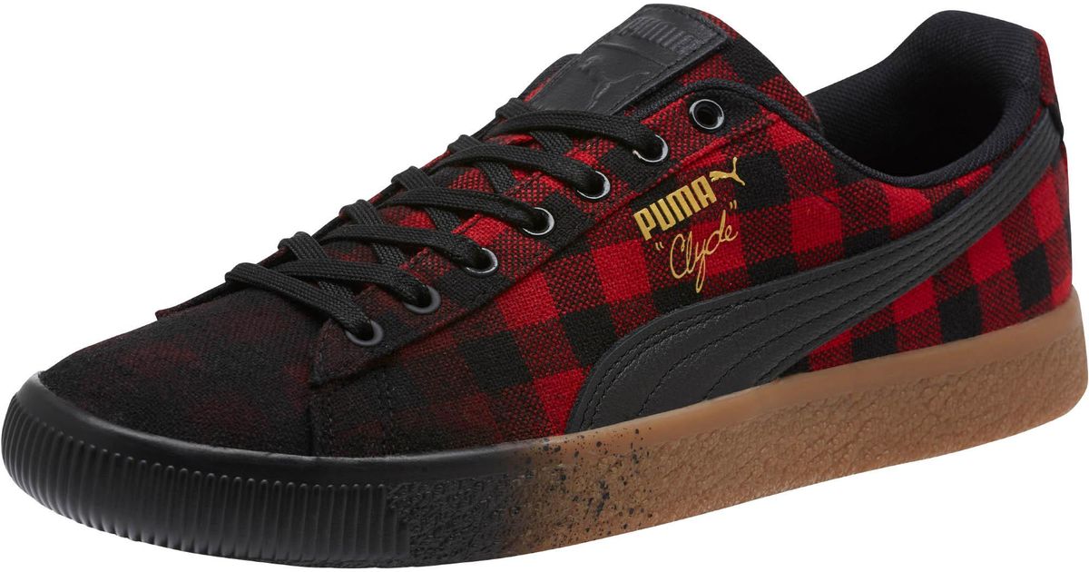 puma clyde red buffalo plaid