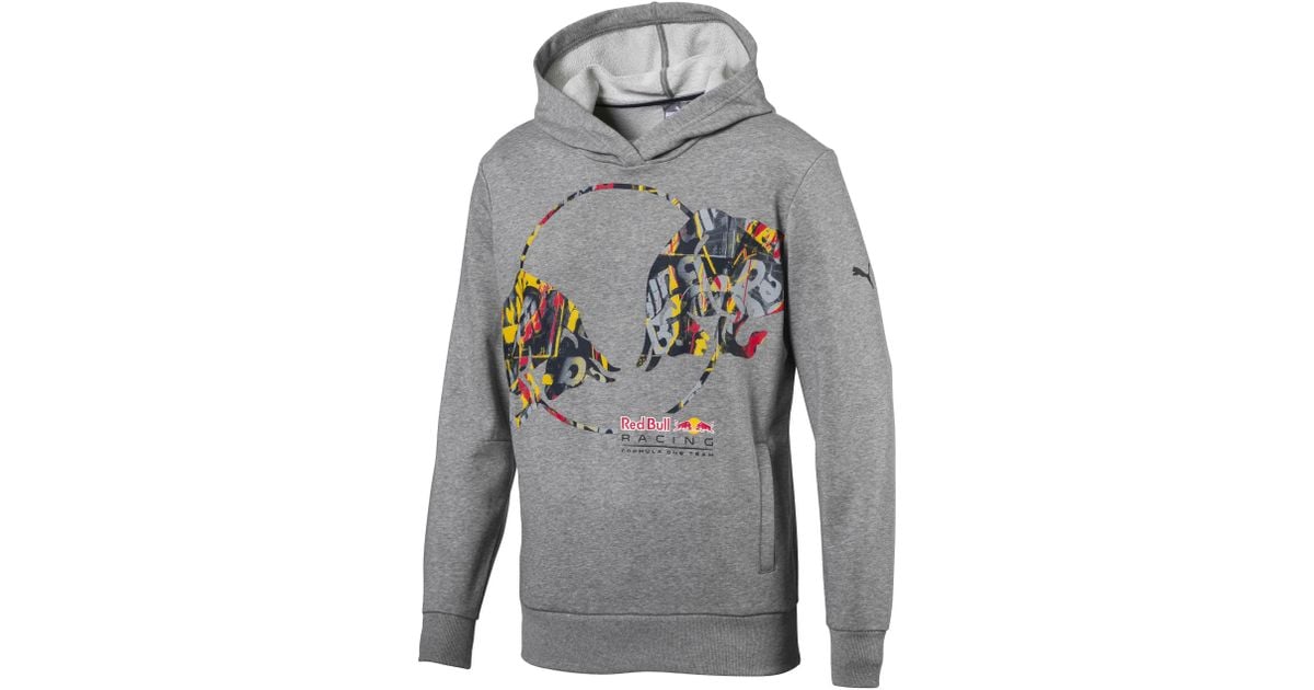 PUMA Cotton Red Bull Racing Double Bull Men's Hoodie in Gray for Men - Lyst