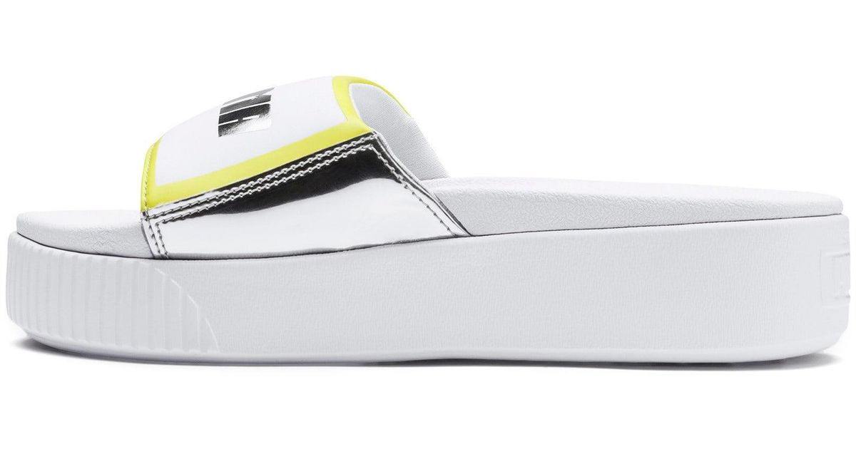 puma platform slides white