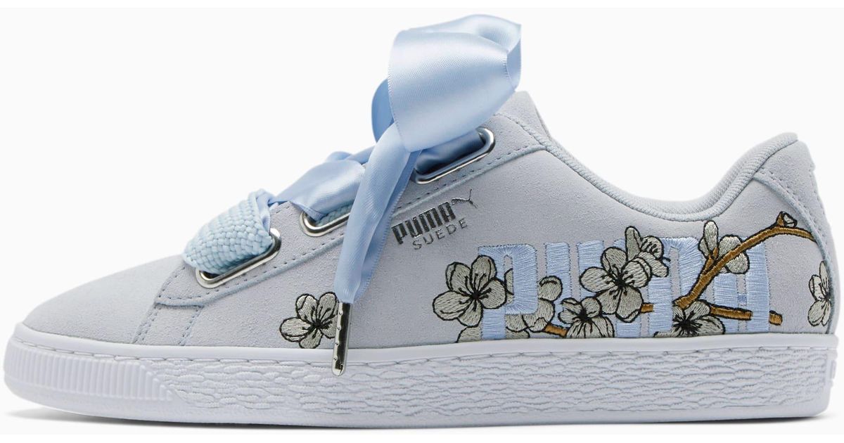 suede heart floral women's sneakers