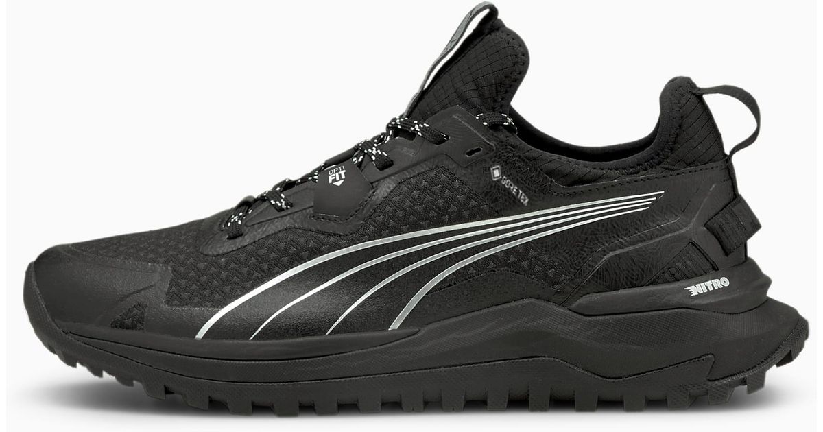 PUMA Rubber Voyage Nitro Goretex Running Shoes in Black,Metallic