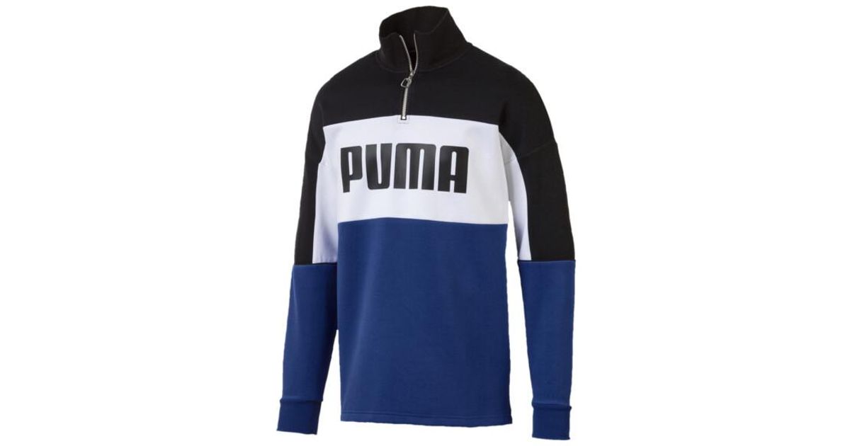 PUMA Retro Quarter Zip Turtleneck Pullover in Blue for Men Lyst