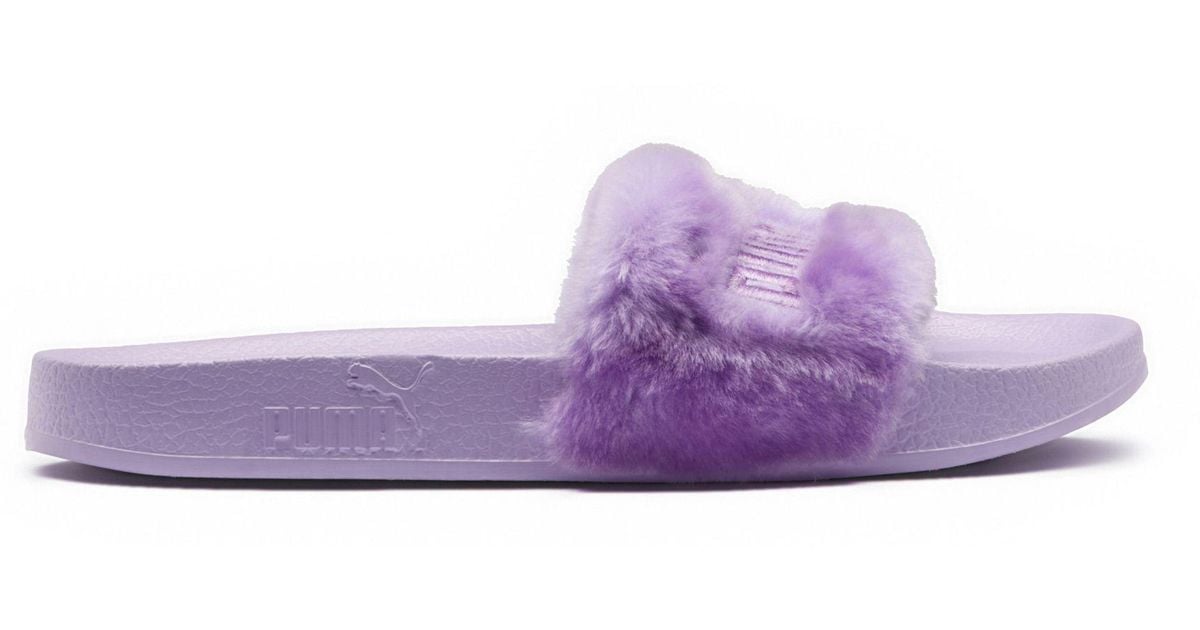 puma fenty fur slides purple