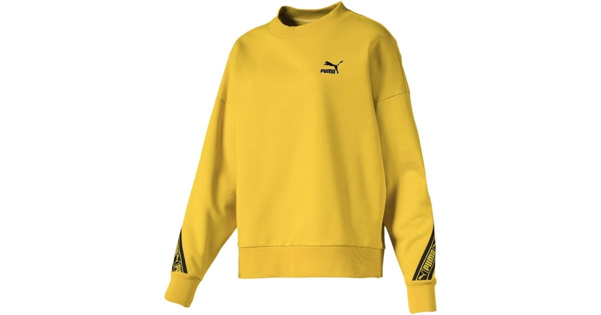 women's yellow crew neck sweatshirt