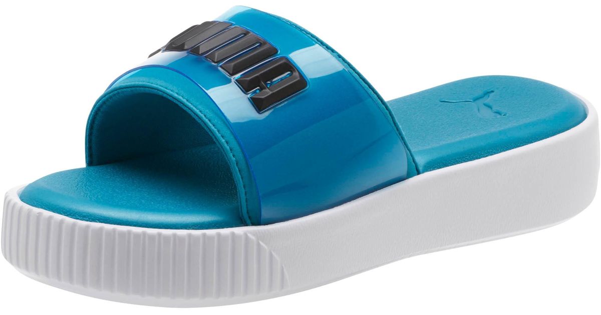 puma blue slides