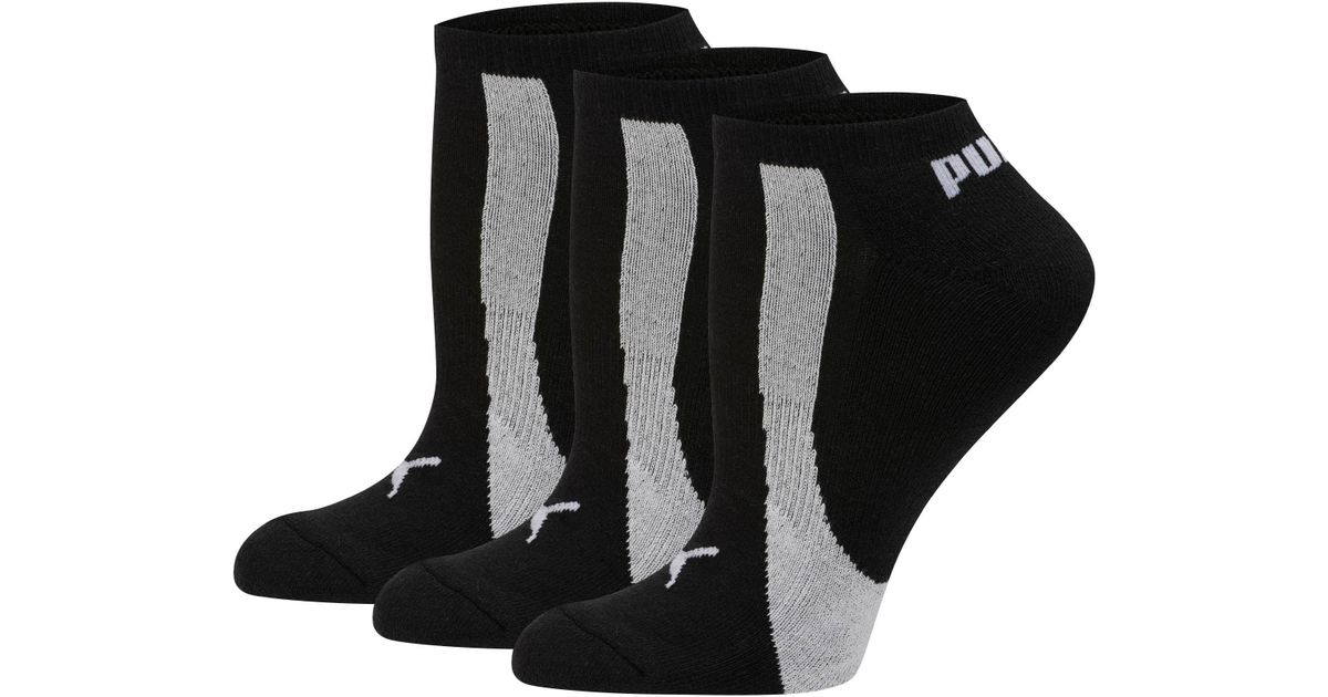 PUMA Synthetic Bamboo Women's No Show Socks (3 Pack) in BlackWhite