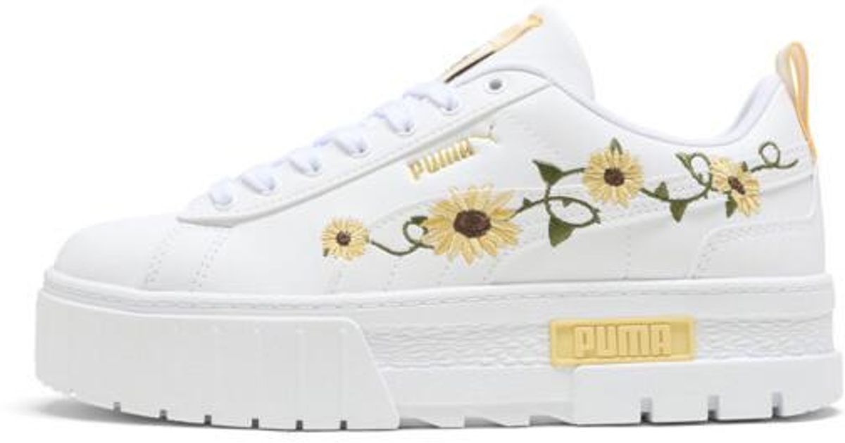 PUMA Mayze Sunflower Embroidery Sneakers in White Lyst