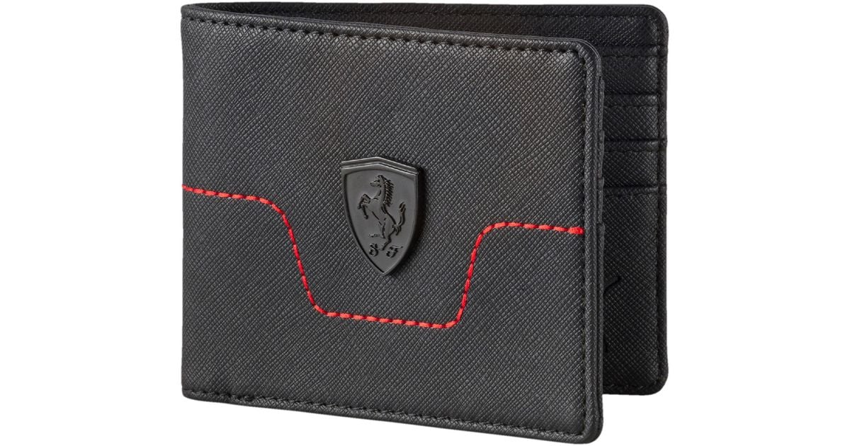 AUTHENTIC PUMA FERRARI BLACK BI-FOLD LEATHER MEN'S WALLET BRAND NEW