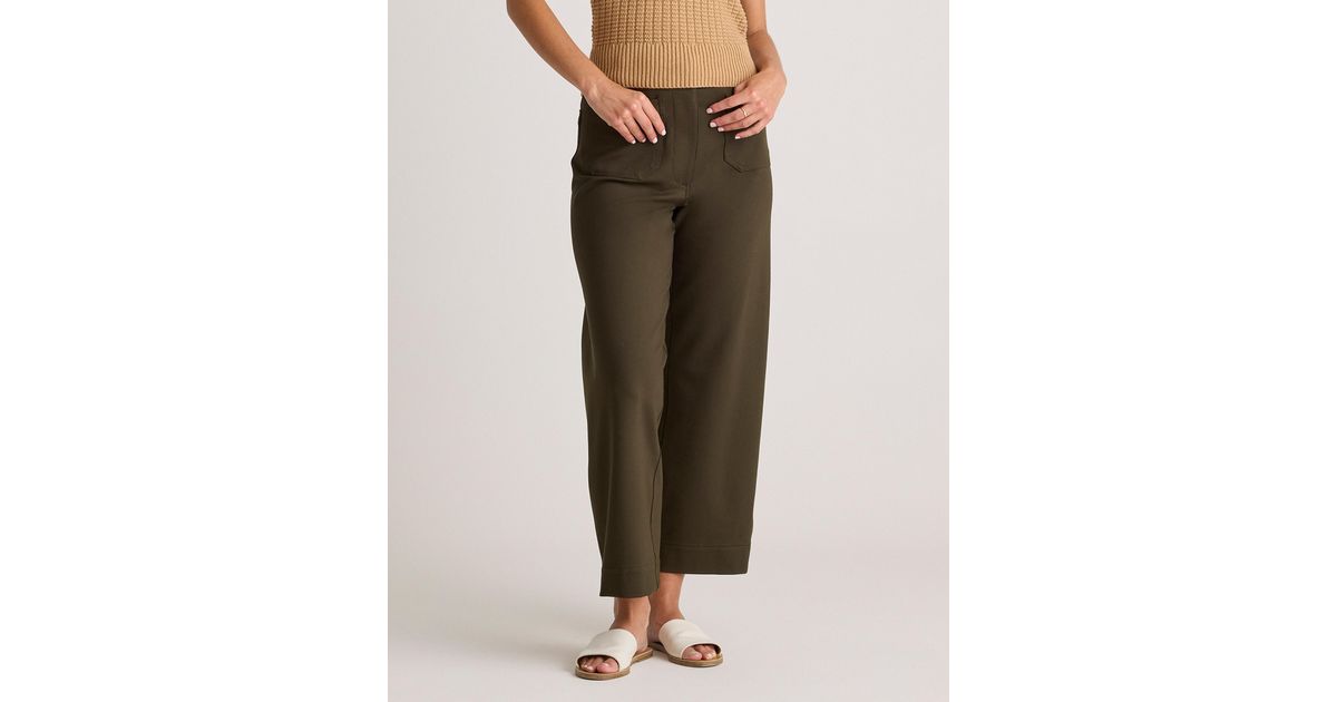 Quince Ultra-Stretch Ponte Cropped Wide Leg Pants, Rayon in Green