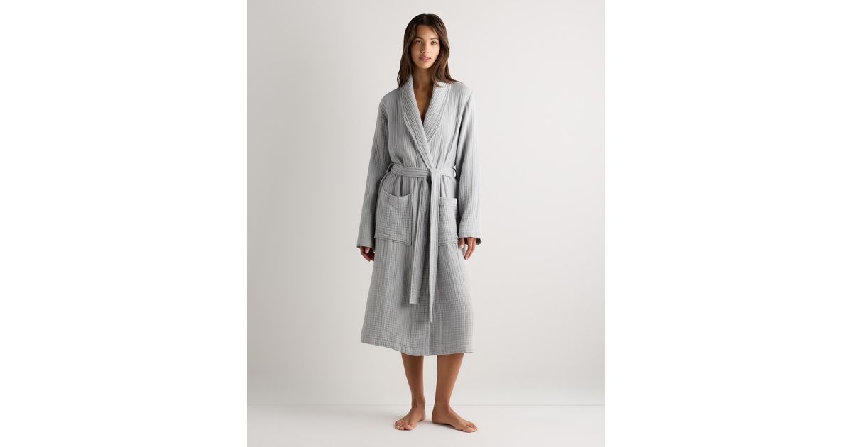 Layered Robe Quince Soft Layered Turkish Cotton Robe in Gray | Lyst