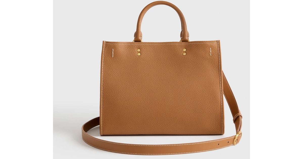 Quince Italian Leather Medium Convertible Satchel in Brown Lyst