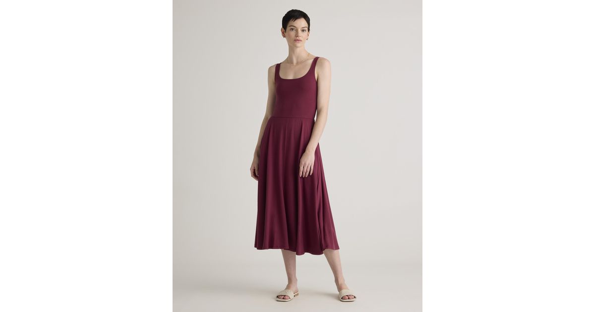 Quince Tencel Jersey Fit & Flare Dress in Purple | Lyst