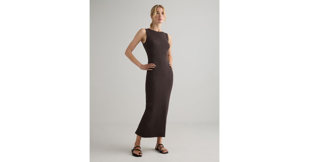 cotton cashmere ribbed sleeveless midi dress Quince in Natural Royal Blue Velvet Dress Cashmere blend Style:9