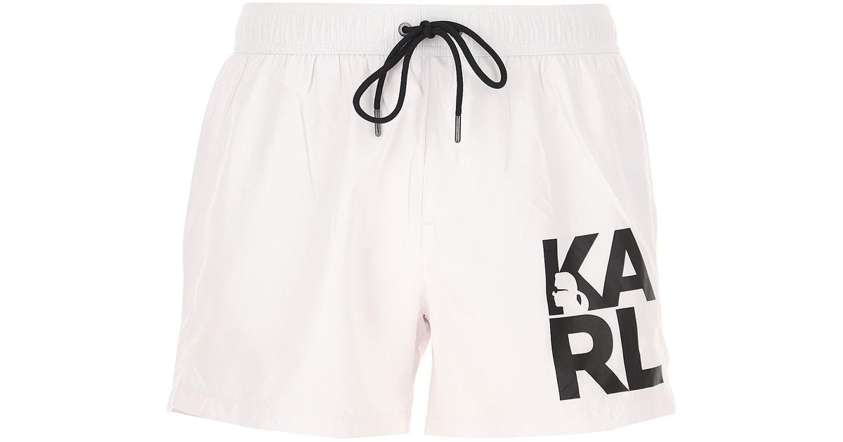 Karl Lagerfeld Synthetic Swim Shorts Trunks For Men in White for Men - Lyst