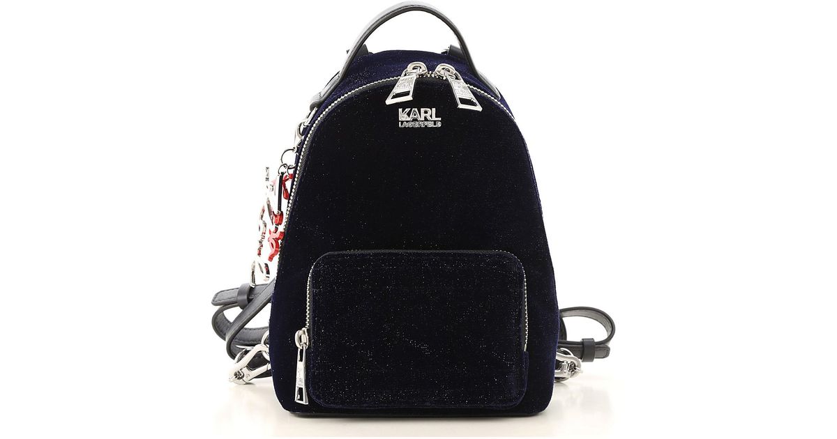 Karl Lagerfeld Karl X Kaia Velvet Mini Backpack Navy in Dark Blue (Blue) Lyst