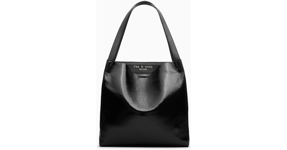 Rag & Bone Passenger Tote - Leather Large Tote Bag in Black Patent (Black)  | Lyst
