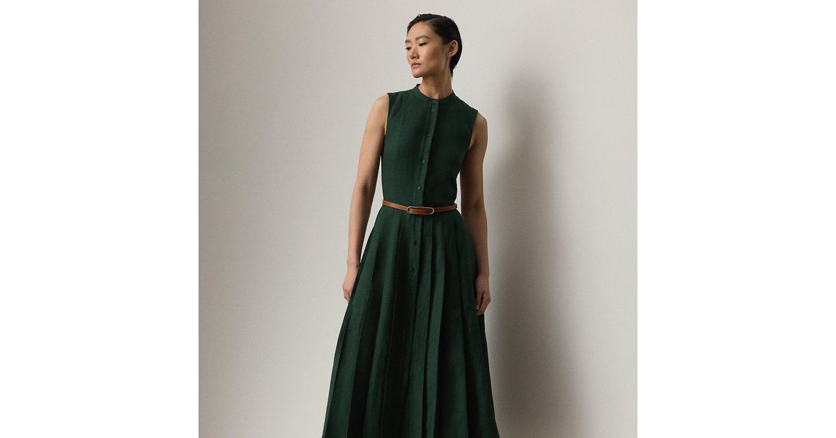 Ralph Lauren Kennedi Linen Sleeveless Day Dress in Green | Lyst Canada