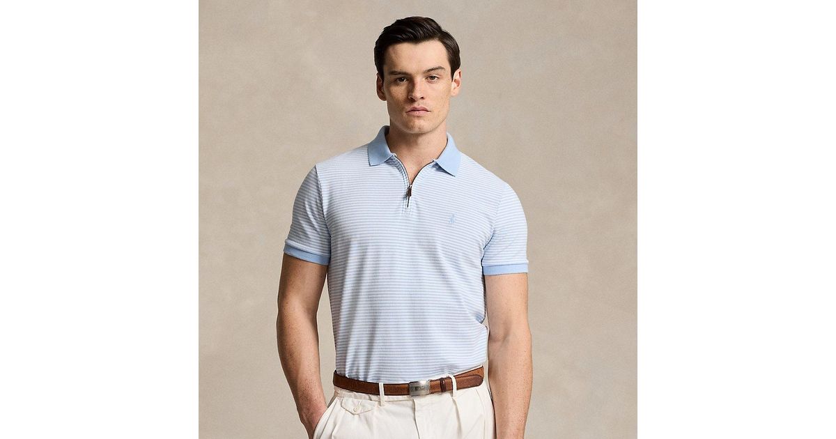Ralph Lauren Custom Slim Fit Stretch Mesh Polo Shirt in Blue for Men | Lyst