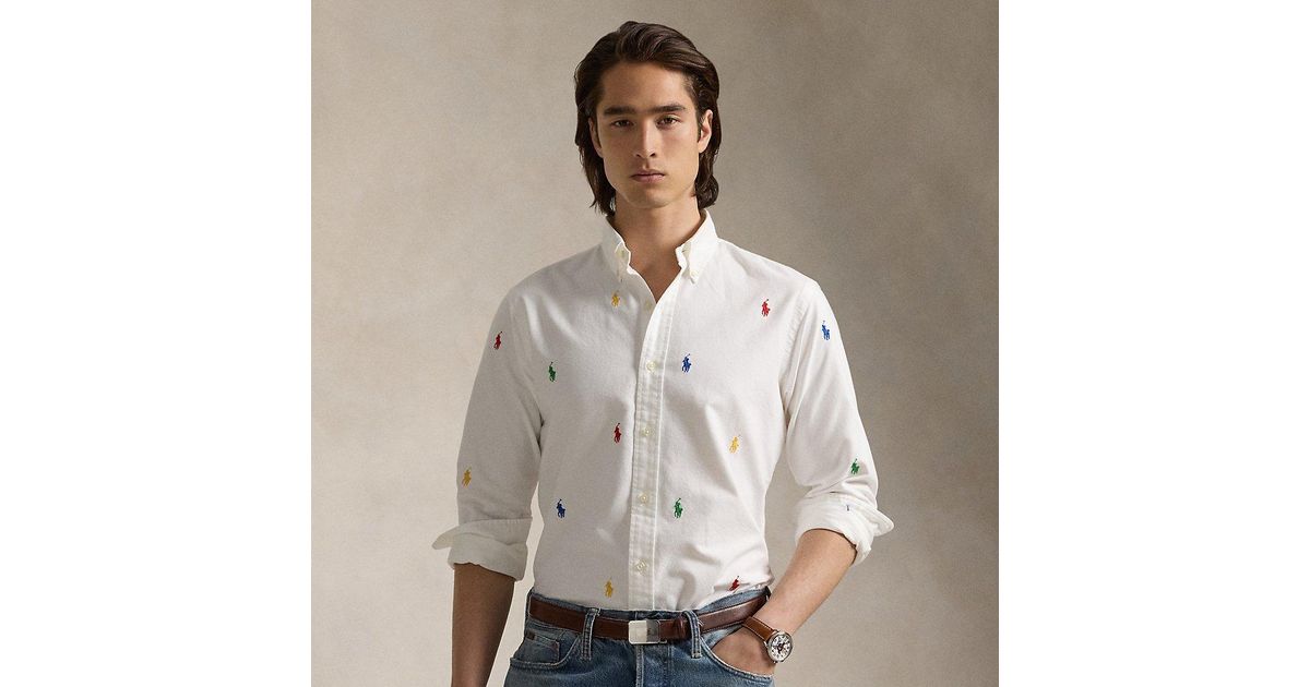 Polo Ralph Lauren Classic Fit Polo Pony Oxford Shirt in White for Men ...