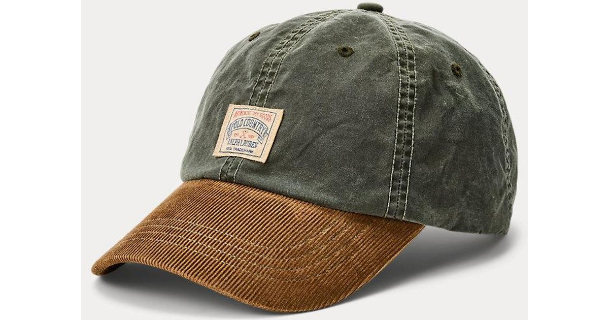 POLO COUNTRY RALPH LAUREN オイルドクロス キャップ Polo Ralph Lauren Polo Country Oilcloth Ball Cap in Green for Men