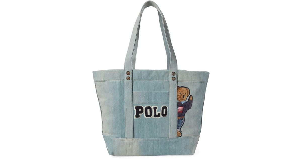 polo ralph lauren canvas polo bear tote bag