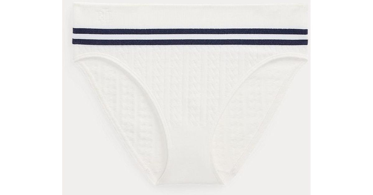 Ralph Lauren Cricket Cable High-Rise Brief in White | Lyst UK