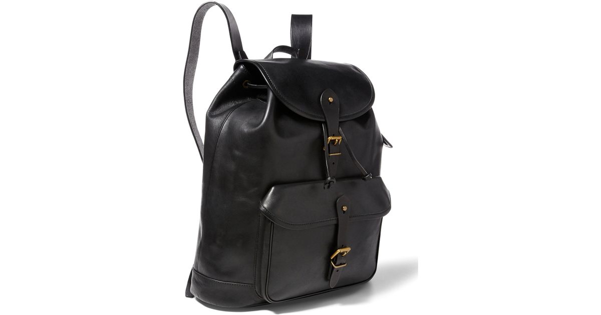 Polo Ralph Lauren Leather Drawstring Backpack in Black for Men Lyst