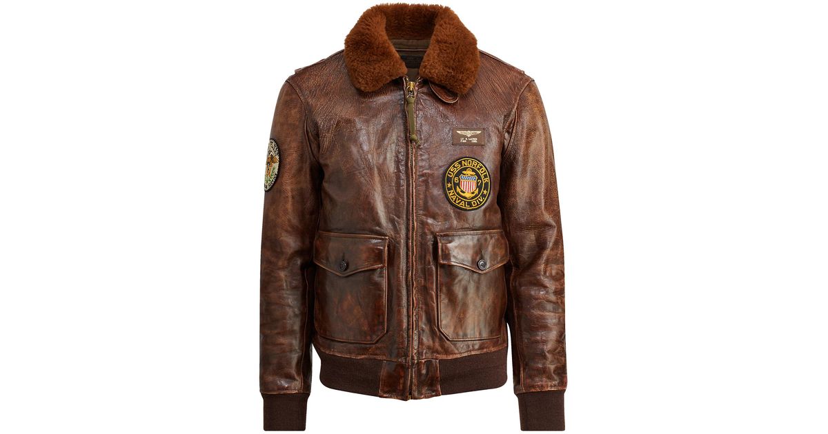 Polo Ralph Lauren Leather The Iconic G-1 Bomber Jacket in Brown for Men |  Lyst
