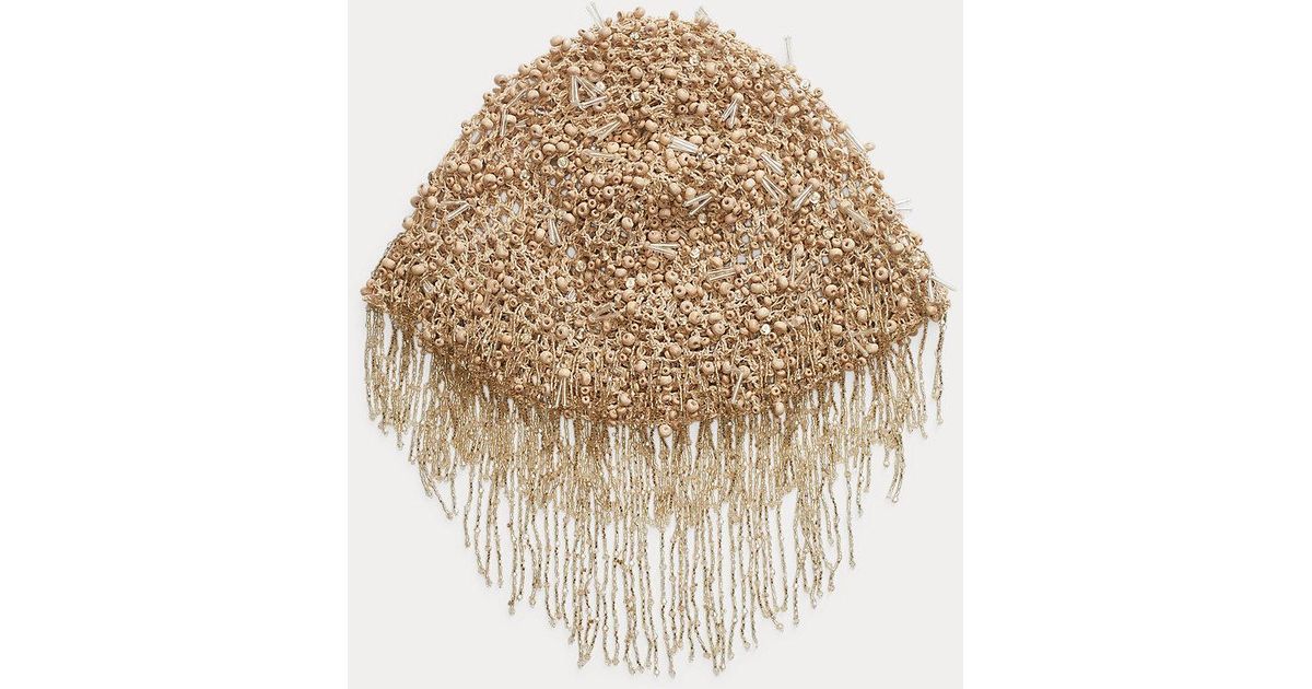 Polo Ralph Lauren Beaded Crochet Cotton Hat in Natural Lyst