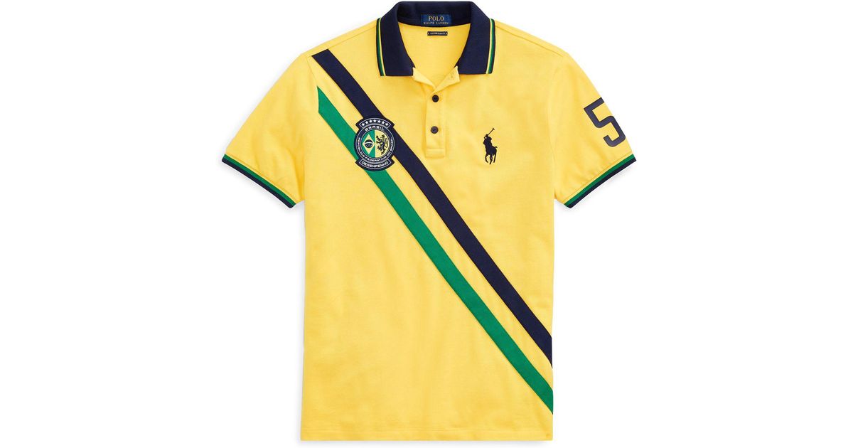 Polo Ralph Lauren Cotton Custom Slim Fit Brazil Polo in Racing Yellow  (Yellow) for Men - Lyst