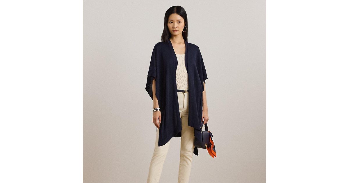 Ralph Lauren Ralph Lauren Logo Jacquard Cotton-blend Knit Ruana in Blue ...