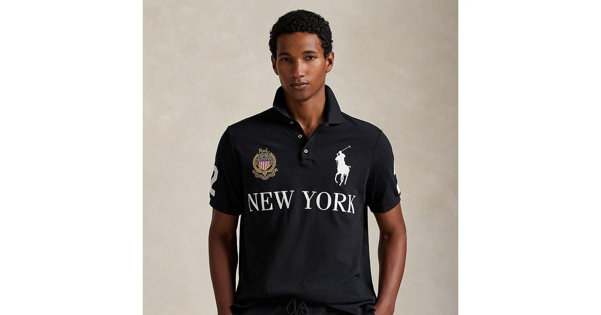 Polo Ralph Lauren ブラックポロシャツ NEW YORK y2k Classic Fit New York Mesh Polo Shirt
