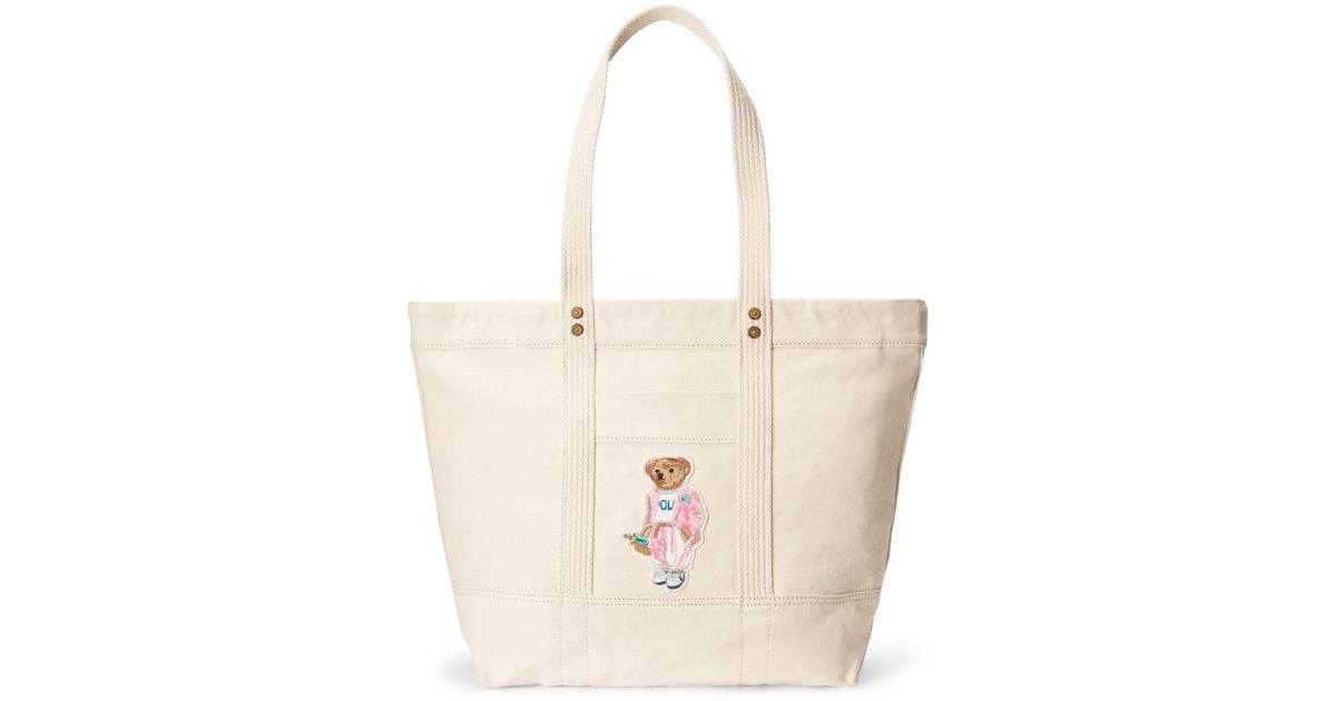 Polo Ralph Lauren Canvas Medium Polo Bear Tote - Shoppers & Tote Bags 