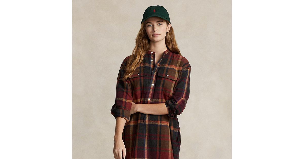 Polo Ralph Lauren Plaid Cotton Twill Shirtdress in Red Lyst