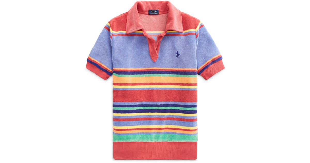 Polo Ralph Lauren Striped Terry Polo Shirt | Lyst