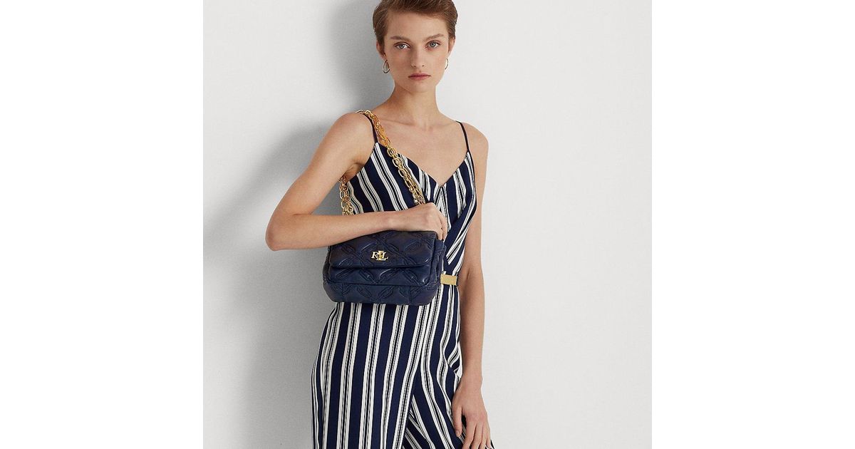 Ralph Lauren Quilted Nappa Leather Medium Sophee Bag in Blue Lyst