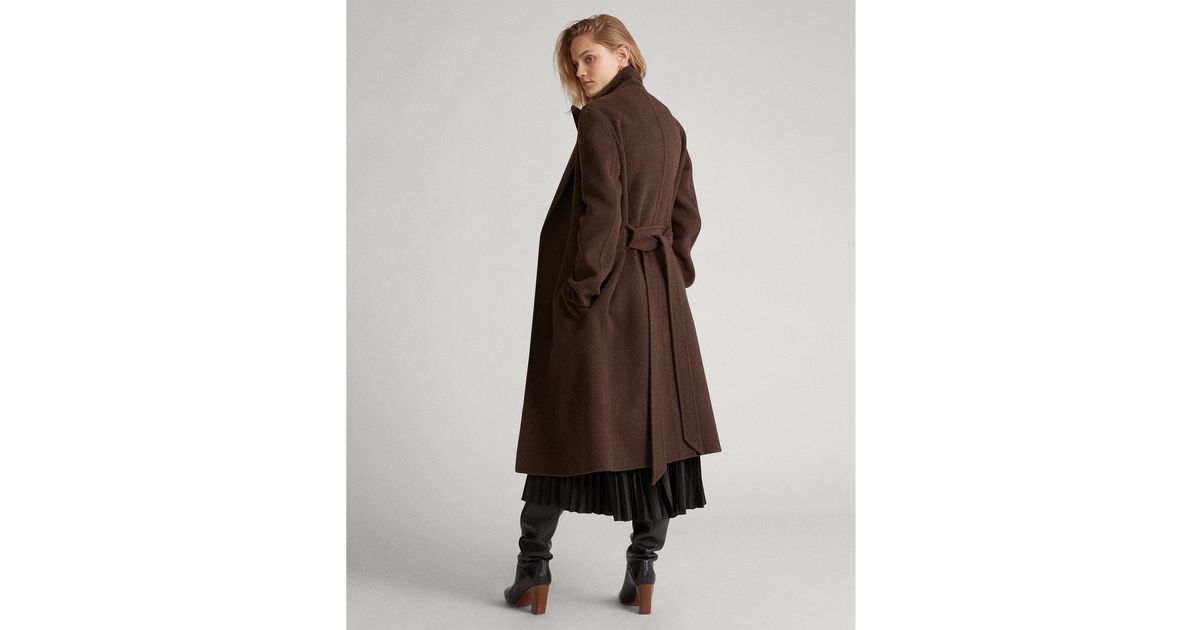 Polo Ralph Lauren Wool Wo Brown Coat With Lapels | Lyst