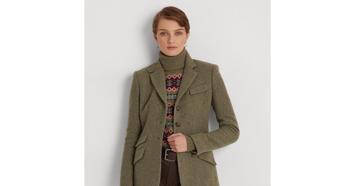 Ralph Lauren Ralph Lauren Herringbone Tweed Blazer In Green Lyst 