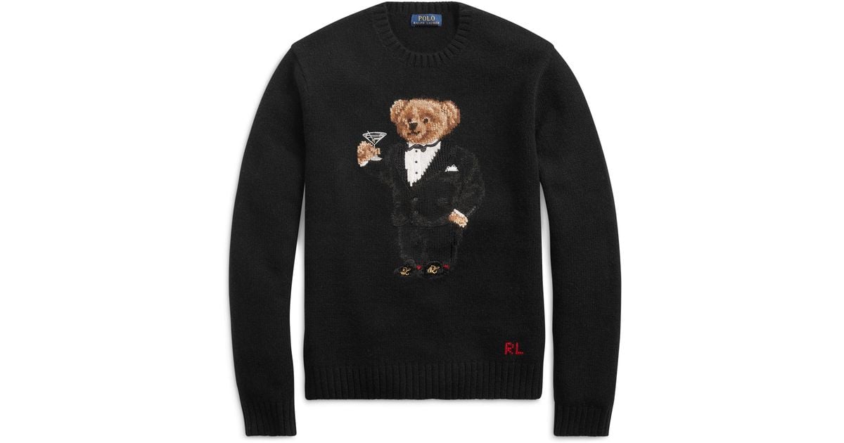 Polo Ralph Lauren Martini Bear Wool Jumper in Black for Men | Lyst UK