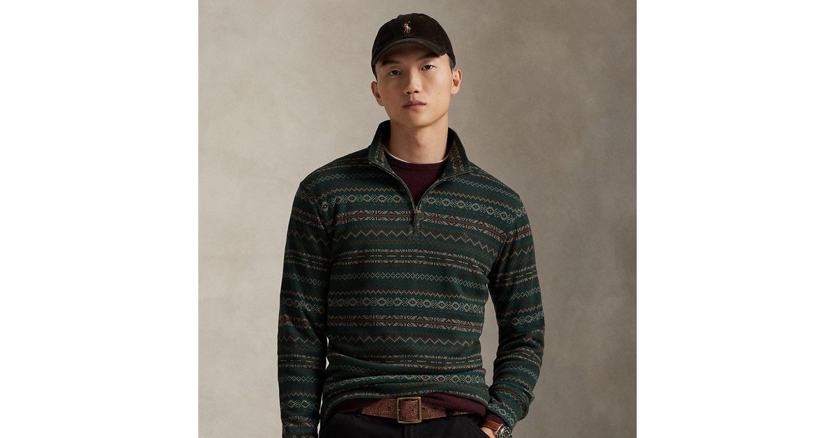 Back Rib Ralph Ralph Lauren Estate-Rib Quarter-Zip Pullover in Green for Men | Lyst UK