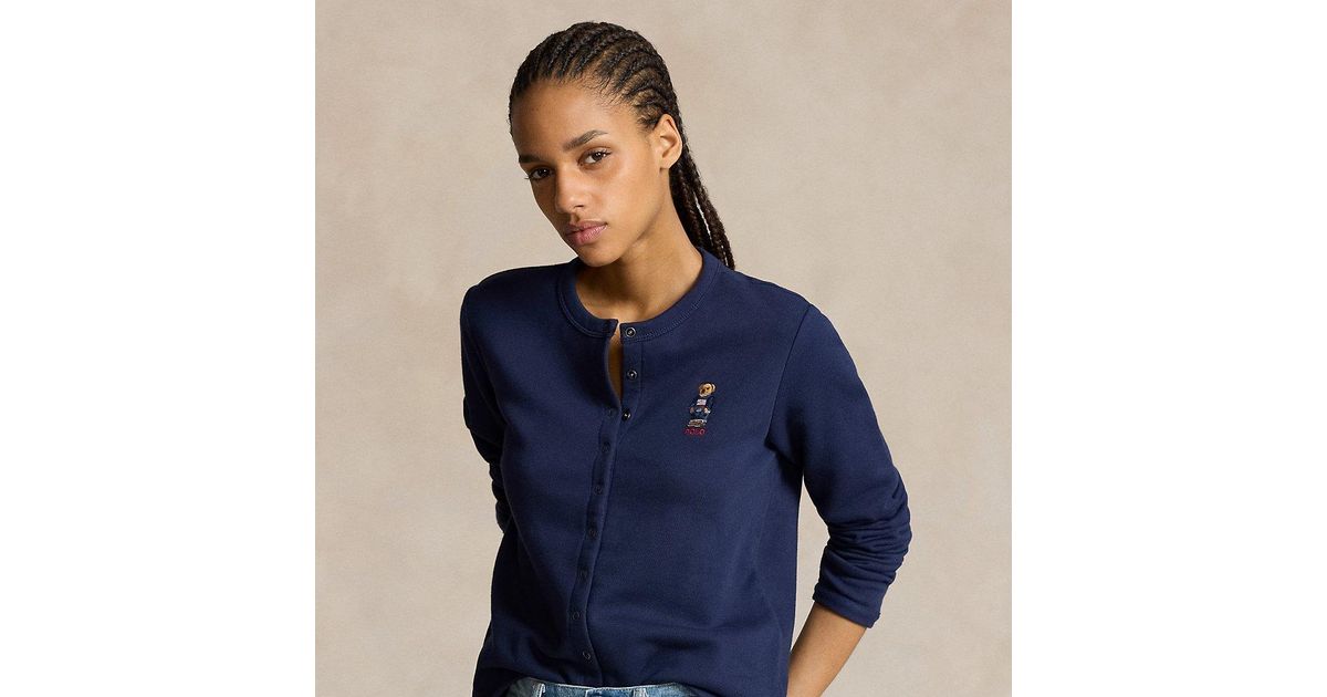 Polo Ralph Lauren Polo Bear French Terry Cardigan in Blue Lyst UK