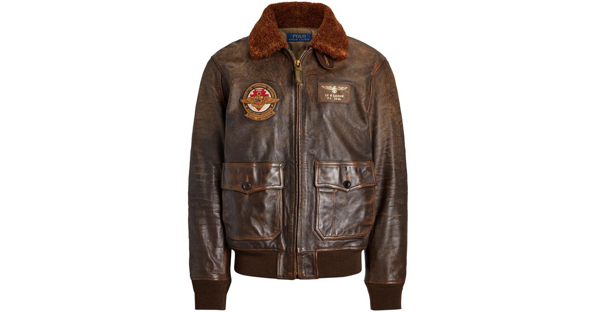 Polo Ralph Lauren Leather The Iconic Bomber Jacket in Brown for Men | Lyst