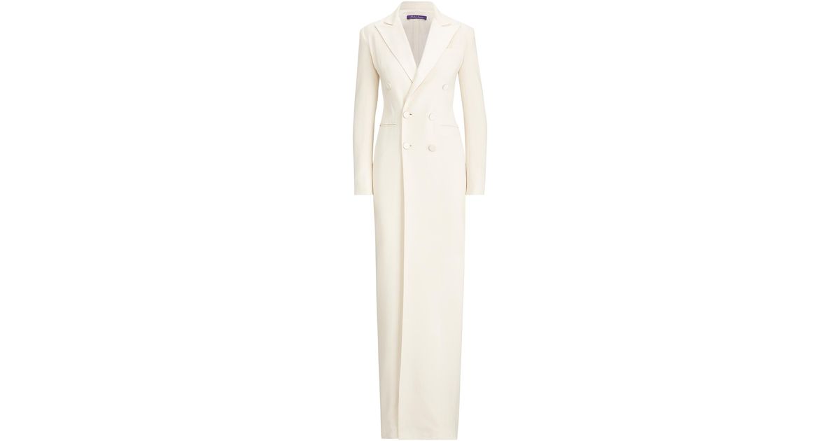 Ralph Lauren Kristian Silk Tuxedo Dress in Cream (Natural) | Lyst