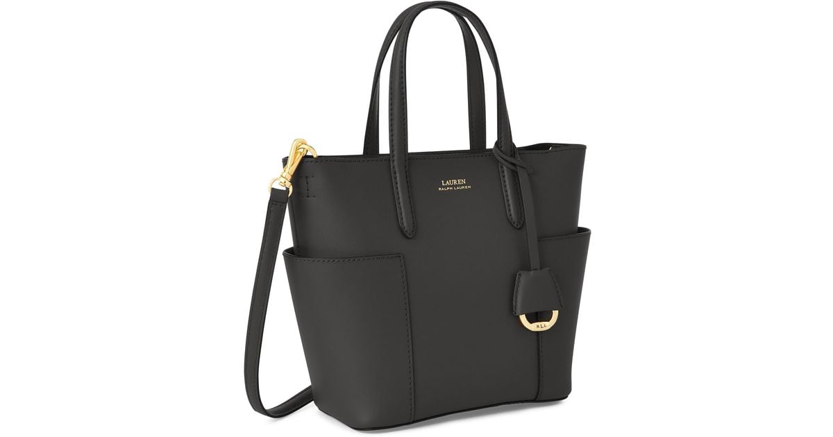 Ralph Lauren Lauren Dryden Carlyle 20 Leather Tote Bag in Black/Crimson