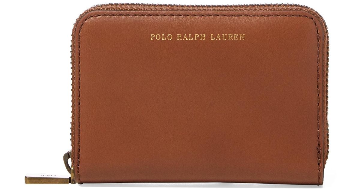 Polo Ralph Lauren Core Smooth Leather Zip Wallet in Brown | Lyst