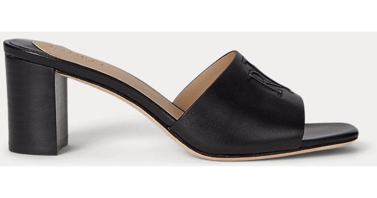 PRA FLOWER BLOCK HEELS 75 BLACK CALFSKIN